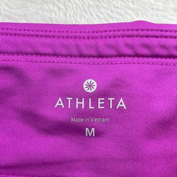 Athleta M Purple Cropped Adjustable Elastic Draw Chord Leggings Pocket Lycra - Picture 5 of 10